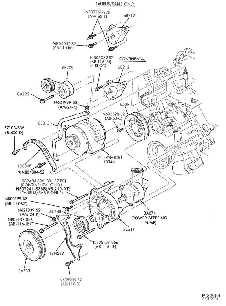103.1 - DISTRIBUTOR AND IGNITION SYSTEM-Alternator mounting brackets - 6 cyl. 3.8L