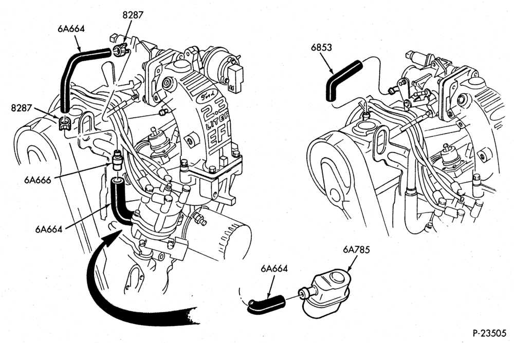 66.1 - 4 CYL. 2.3L (140 C.I.D.) - OHC-Crankcase ventilation system - E.F.I.