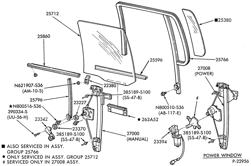 200 - BODY SIDES AND QUARTER-Rear door window mechanism - four door-B