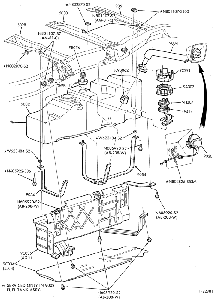 90 - 6 CYL. 2.9L-Fuel tank & related parts
