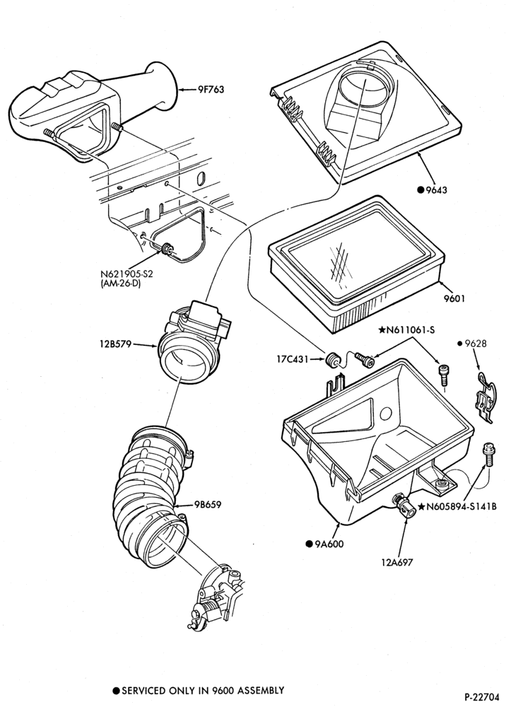 96 - 6 CYL. 3.2L - SHO - E (TAURUS)-Air cleaner