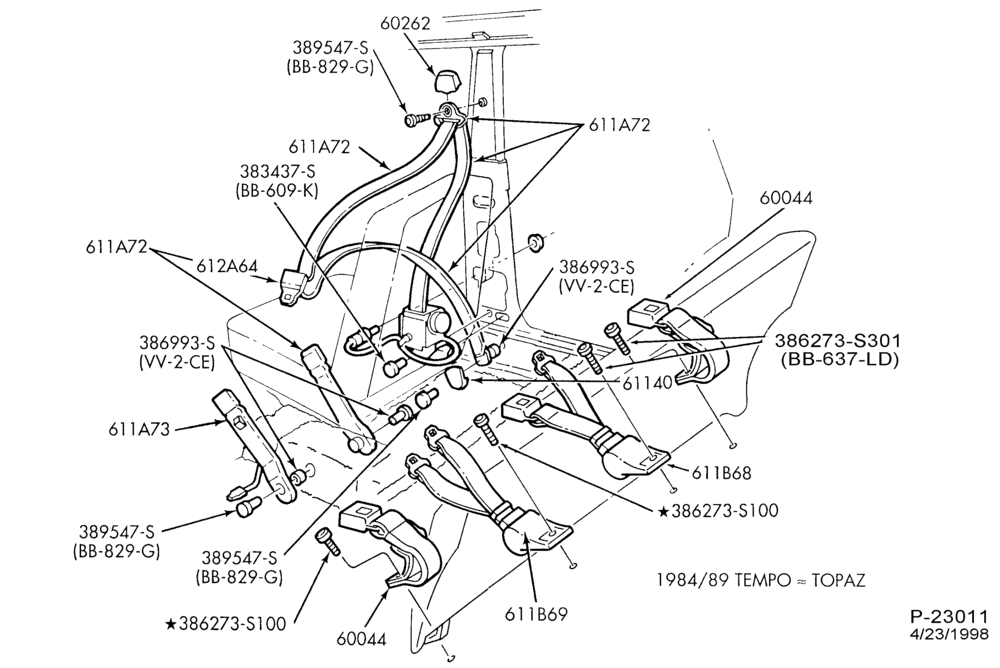 620 - SEATS AND SEAT BELTS-Seat belt and shoulder harness installation- Body type 54 & 66
