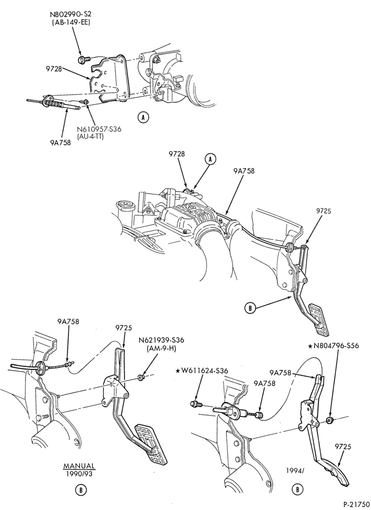 97 - 6 CYL. 3.8L - S/C-Accelerator linkage - M/T