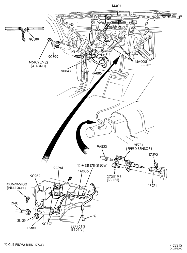 97.1 - 8 CYL. 5.0L-Speed control and related parts - Production installation - passenger compartment
