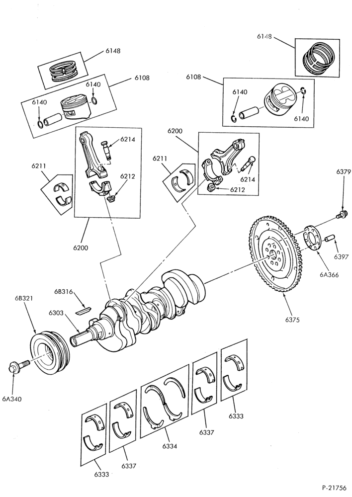 62 - 6 CYL. 3.0L (183 C.I.D.) - SHO-Piston and connecting rod