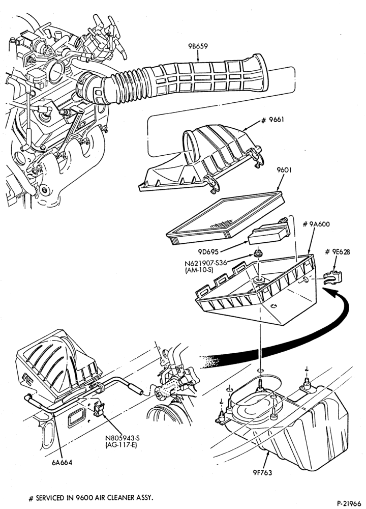 96 - 6 CYL. 3.8L - EXC. S/C-Air cleaner