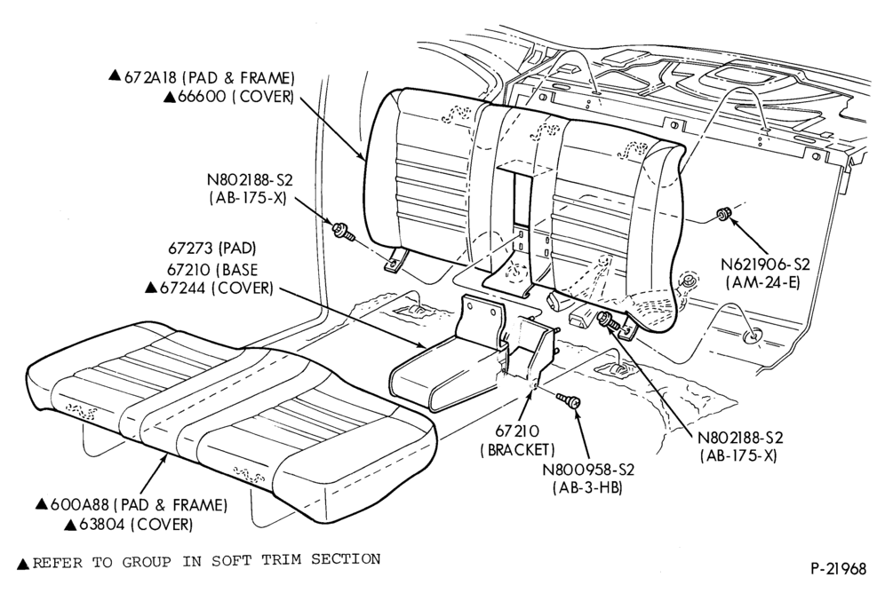 610 - SEATS AND SEAT BELTS-Rear seat parts - w/center arm rest