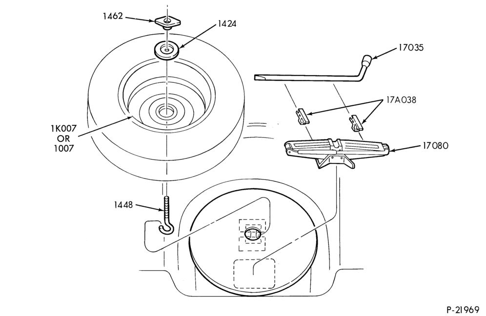 175.1 - SPEEDOMETER, BUMPERS, MIRRORS AND WIPERS-Jack and spare wheel parts