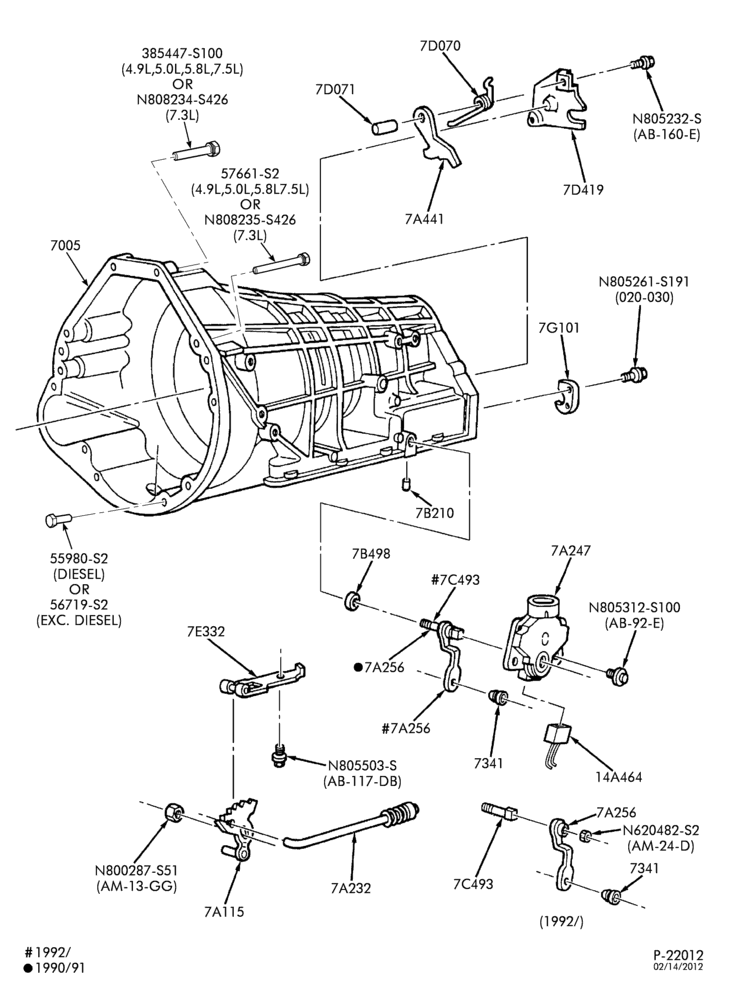 A70.15 - E4OD TYPE TRANSMISSION-INTERNAL PARTS- Manual control linkage & parking pawl-E-F250/350,U150,