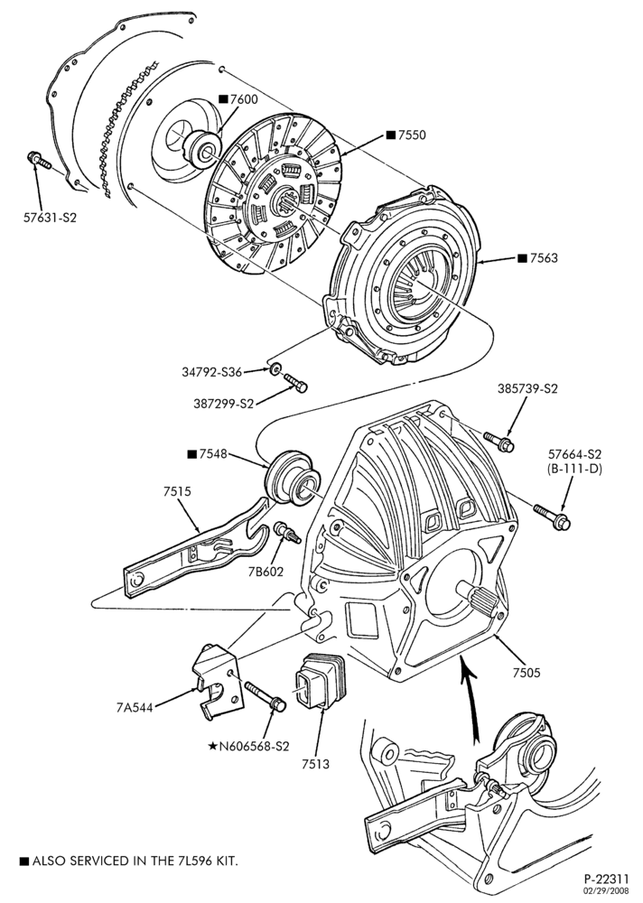 75.1 - EXTERNAL PARTS-Clutch disc, pressure plate & housing - 6 cyl. 4.9L - over 8500# G.V.W.-U150