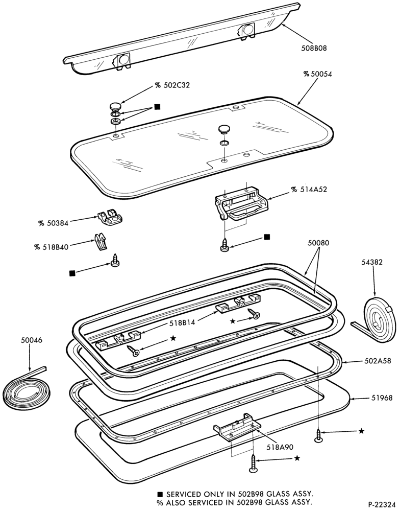 530 - ROOF-Sunroof and related parts - flip-up - removable