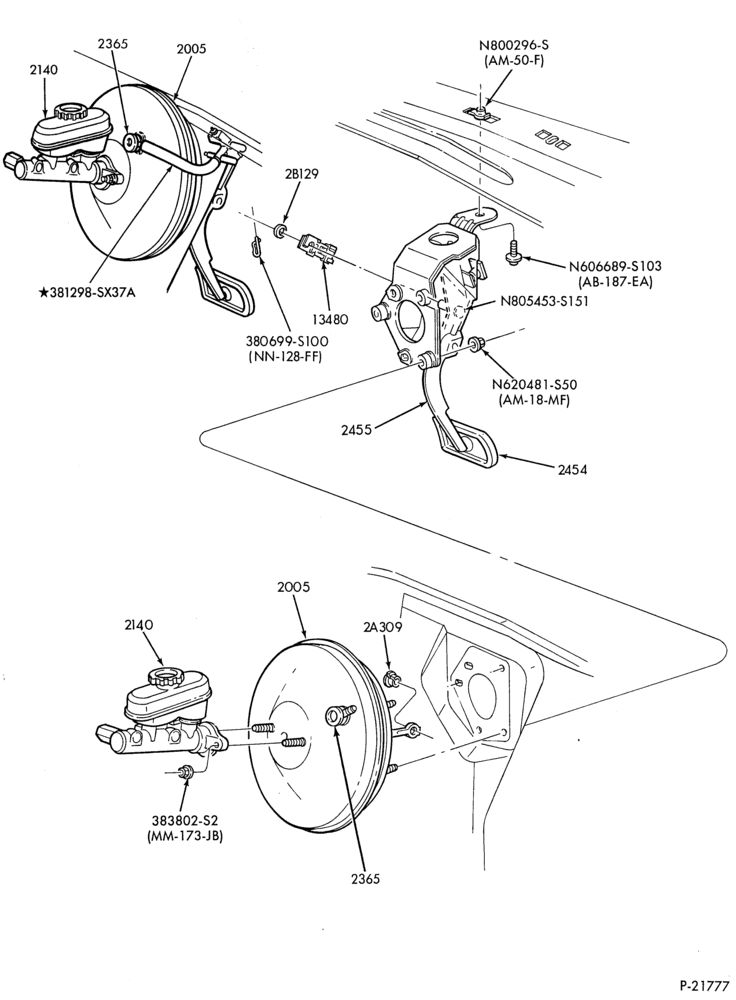 23 - BRAKES-Brake & pedal booster installation - w/o anti-lock brakes