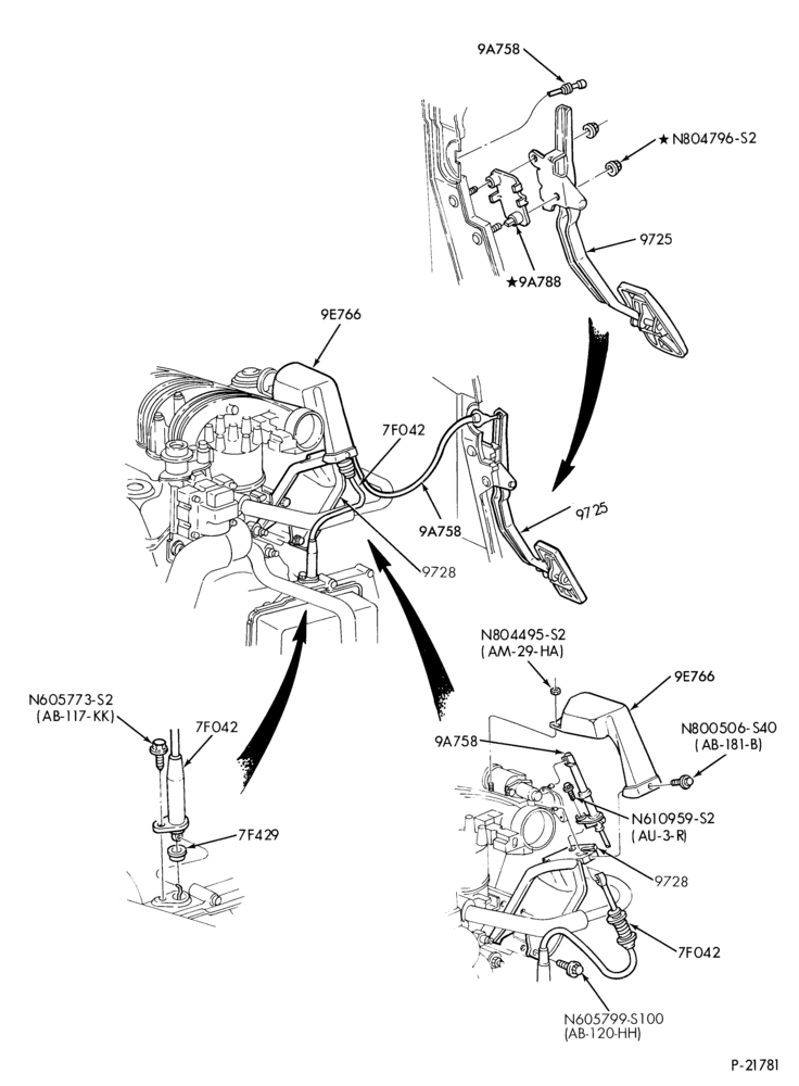 97 - 6 CYL. 3.0L - EXC. SHO-Accelerator linkage - A/T