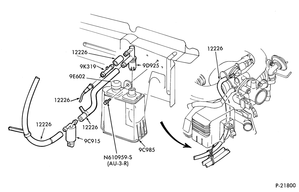 96.1 - 6 CYL. 3.0L (183 C.I.D.) | SHO-Fuel vapor canister and related parts
