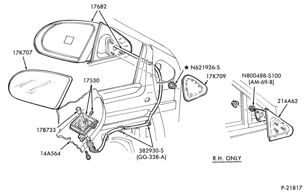 176.2 - SPEEDOMETER, BUMPERS, MIRRORS AND WIPERS-Mirror - outside - manual