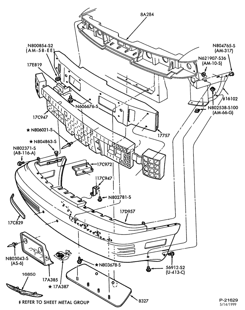 176 - SPEEDOMETER, BUMPERS, MIRRORS AND WIPERS-Bumper - front - Super Coupe