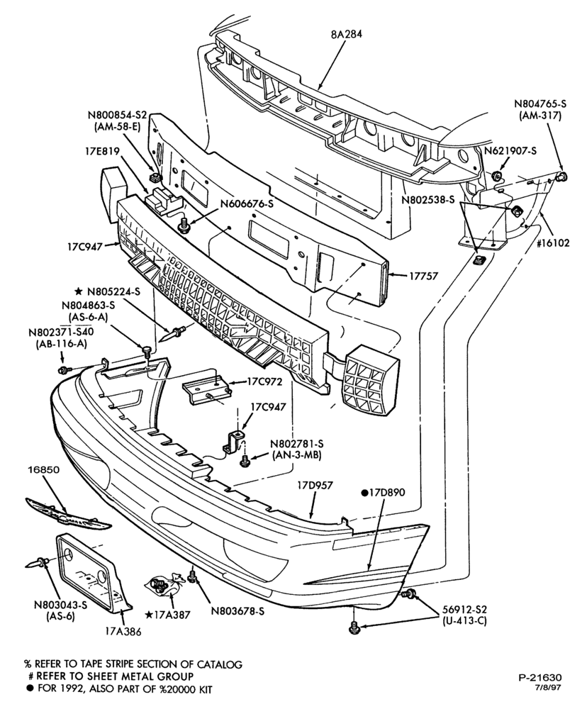 176 - RADIATOR, GRILL AND COOLING-RADIATOR GRILLE & RELATED PARTS - Thunderbird-Super Coupe