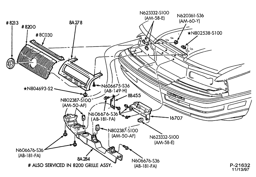 82 - RADIATOR, GRILL AND COOLING-RADIATOR GRILLE & RELATED PARTS - Cougar