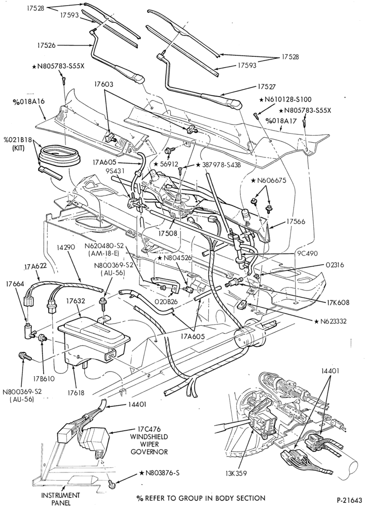 175 - SPEEDOMETER, BUMPERS, MIRRORS AND WIPERS-Windshield - wipers and washers