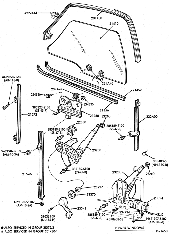 200 - DOORS AND WINDOWS-Front door window parts  - w/o vent-(1989)-B