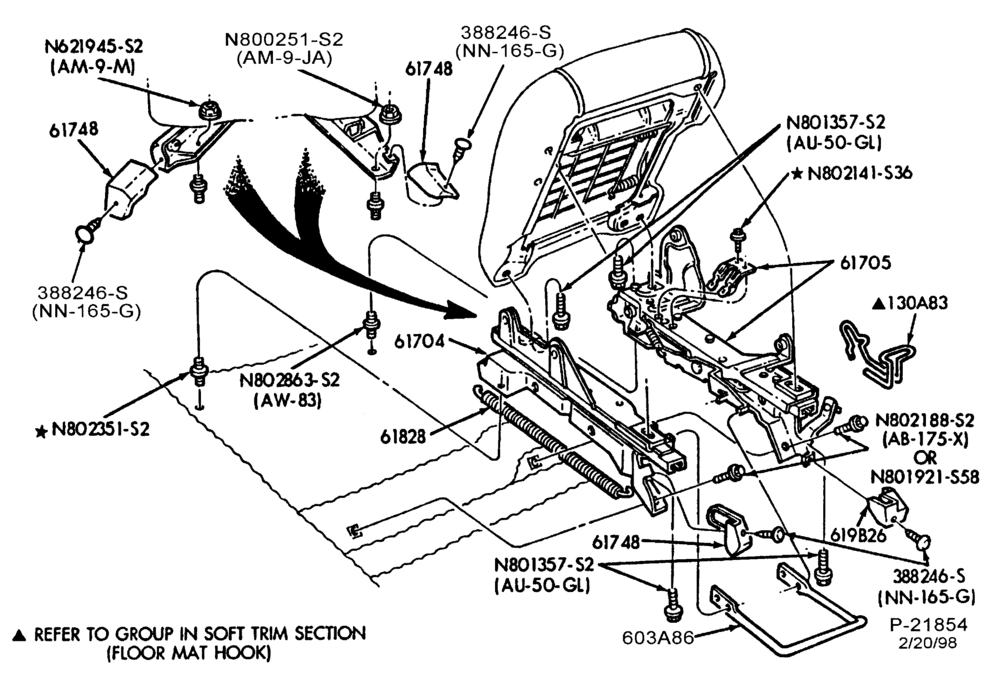 600.1 - SEATS AND SEAT BELTS-Front seat parts - lower half - manual