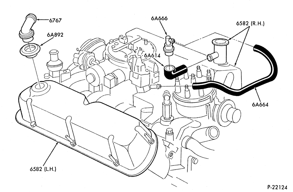 66.1 - 8 CYL. 5.8L (351 C.I.D.)-Crankcase ventilation system