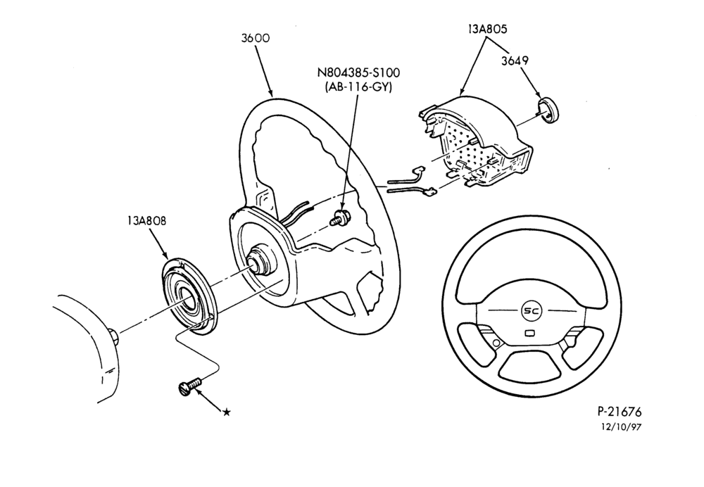 137 - STEERING WHEEL & HORN-4-spoke wheel - Super Coupe & XR7