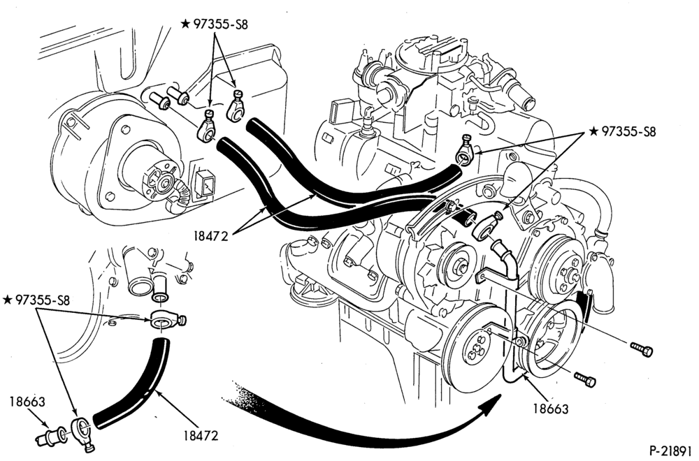 184 - HEATER HOSES-HEATER HOSES- 6 cyl. 171 (2.8L)-B
