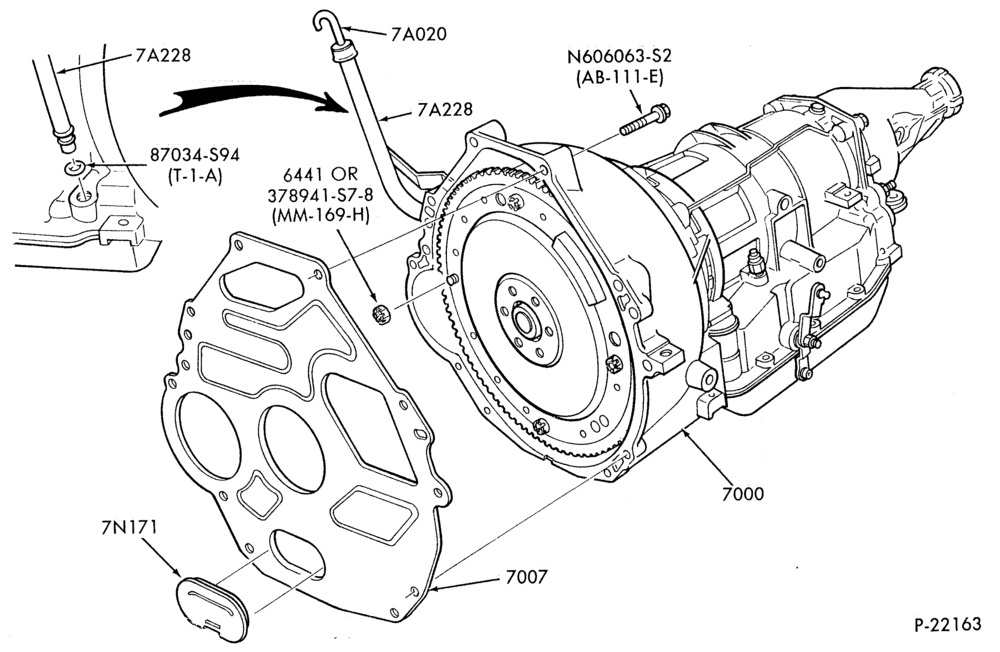 A70.4 - AOD TYPE - EXTERNAL PARTS-AOD TYPE - transmission installation - 6 cyl. 3.8L