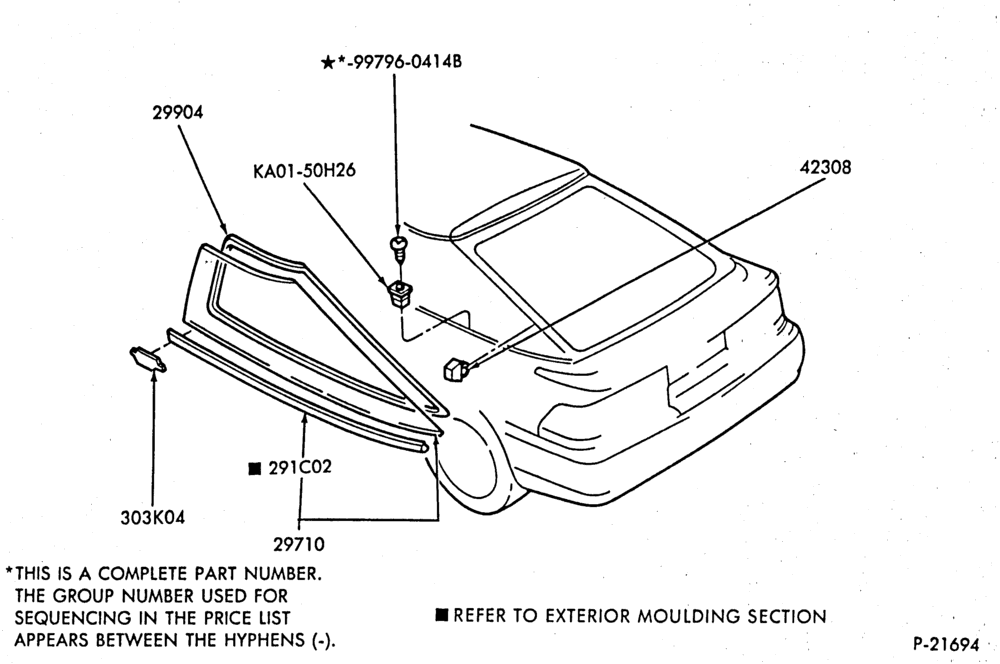 290 - BODY SIDES AND QUARTER-Window parts - quarter