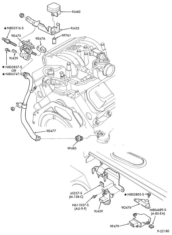 94.5 - 6 CYL. 3.8L (230 C.I.D.) - EXC. S/C-recirculation (E.G.R.)- E.F.I.