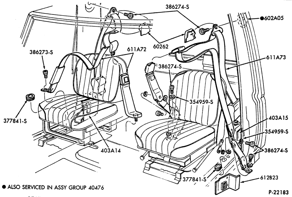 620 - SEATS AND SEAT BELTS-Front seat belt - w/retractor - w/articulated seat - pass.-F-FT600/900
