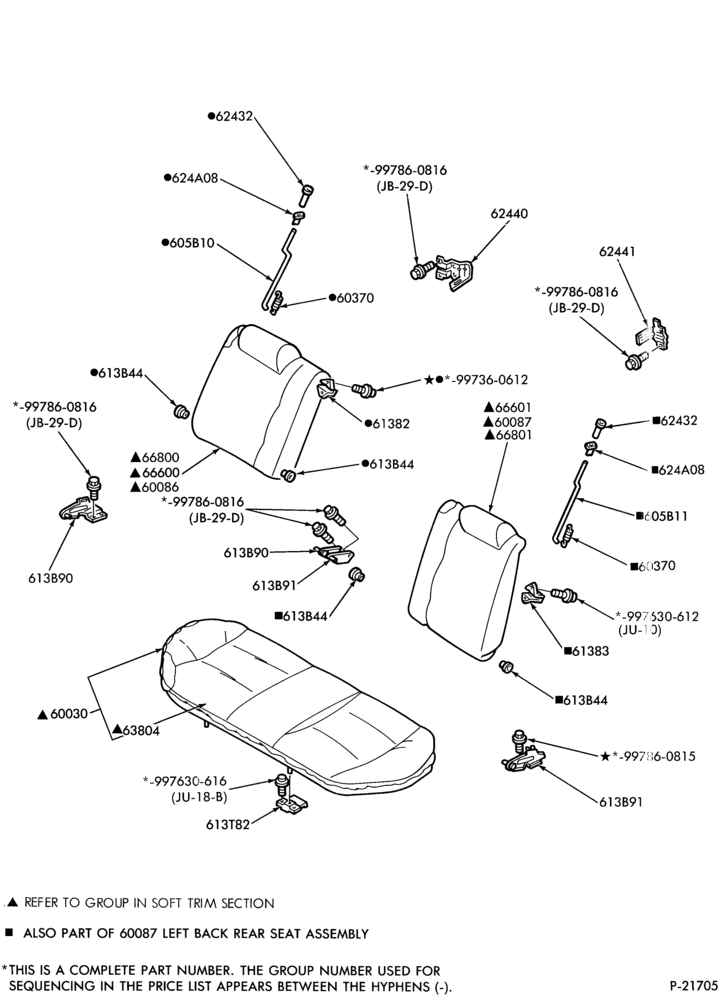 610 - SEATS AND SEAT BELTS-Rear seat parts