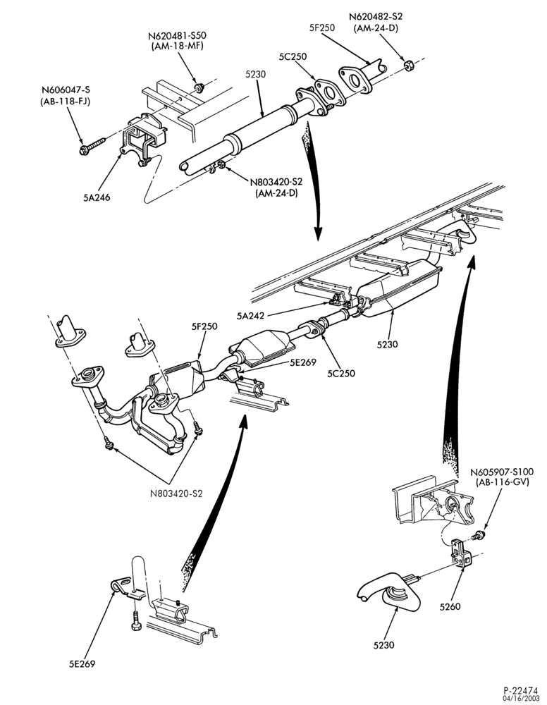 52.2 - FRAME-Exhaust system - 6 cyl. 4.0L-A