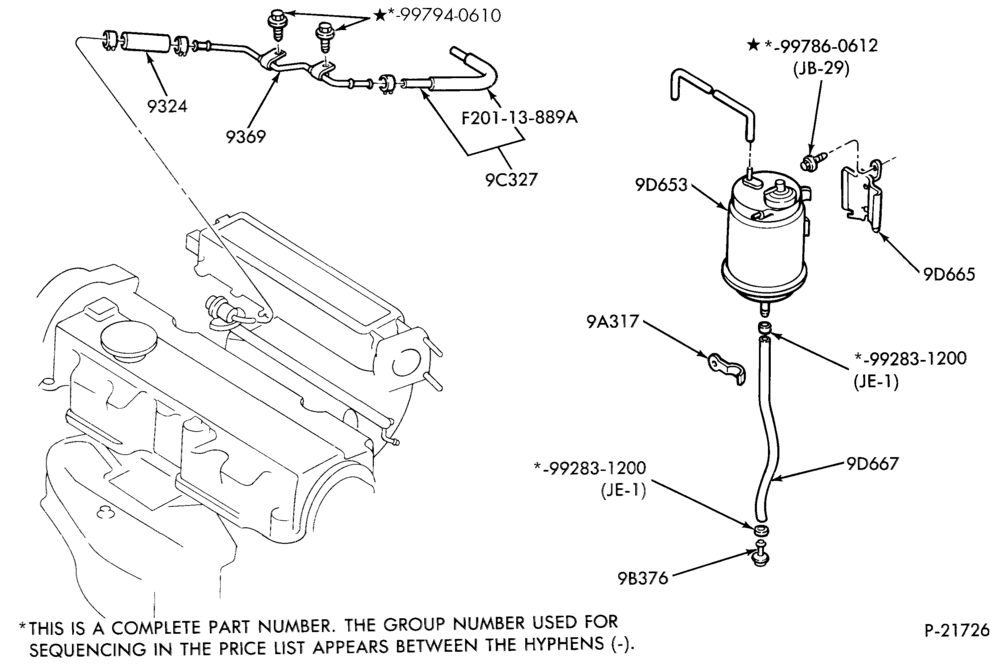 96.1 - 4 CYL. 2.2L (134 C.I.D.)-Fuel vapor canister & related parts