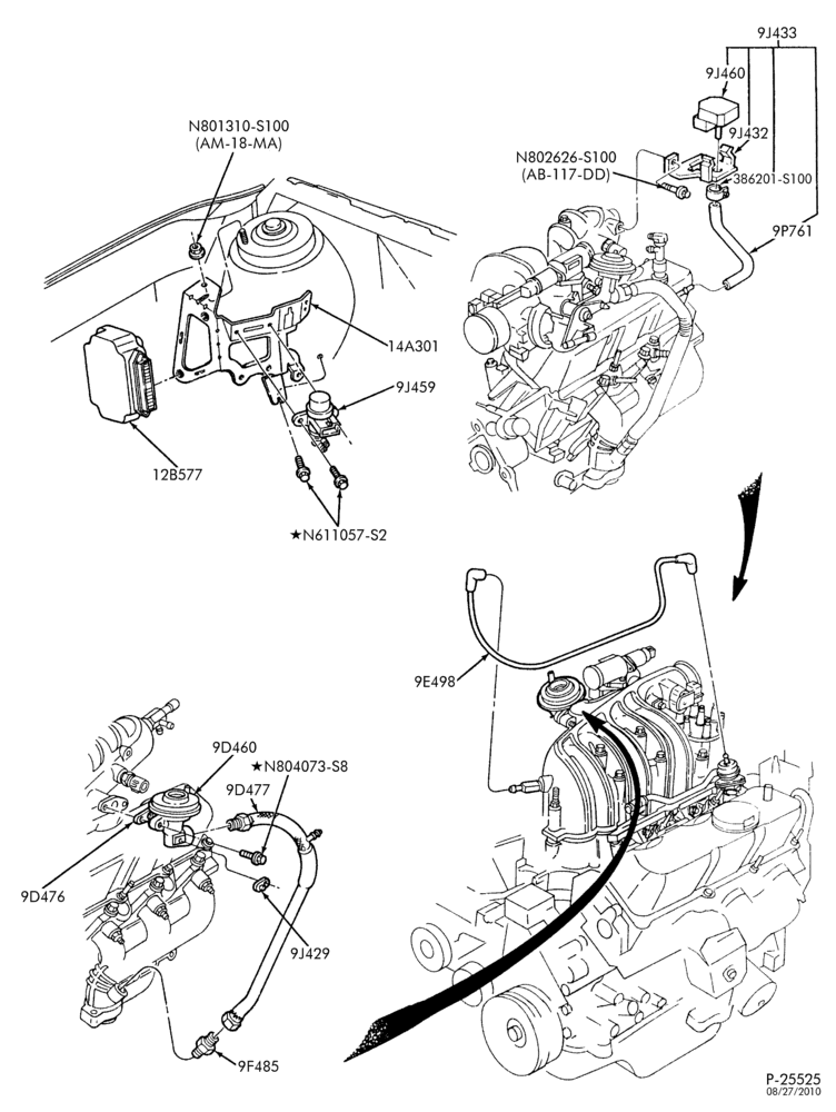 94.5 - 6 CYL. 3.0L-Emission system - exhaust gas recirculation (E.G.R.)