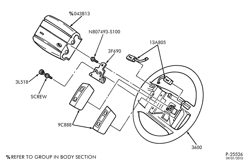 137 - STEERING WHEEL & HORN-4-spoke wheel - w/air bag