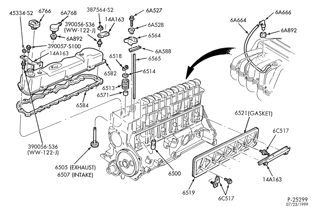 60.3 - 6 CYL. 4.9L-Valves, push rods, rocker arm covers & related parts-E150/350