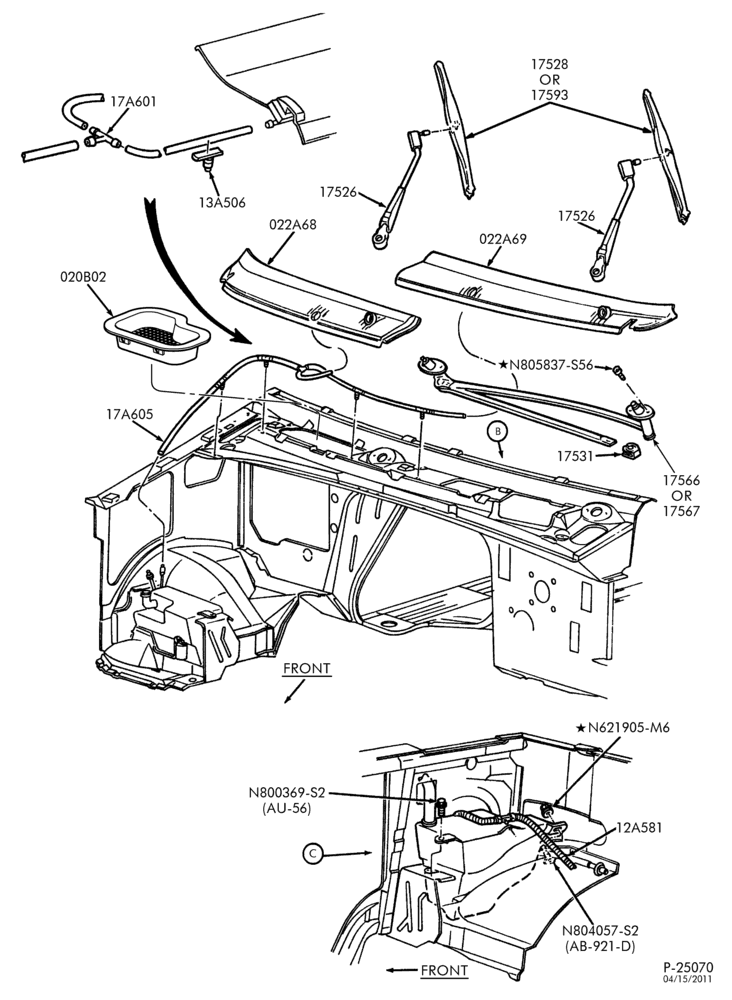 175 - WIPERS & WASHERS-Windshield wiper & washer parts - Page B-E150/550