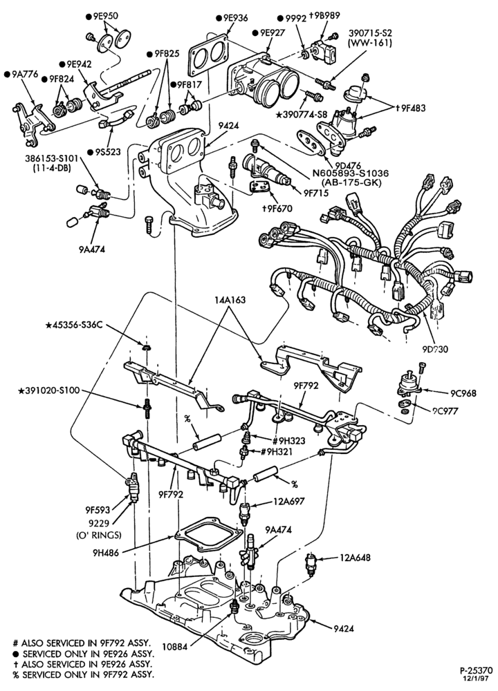 93.1 - 8 CYL. 6.1L, 7.0L GAS - M.F.I.-Fuel injection manifold, injectors, wiring and related parts