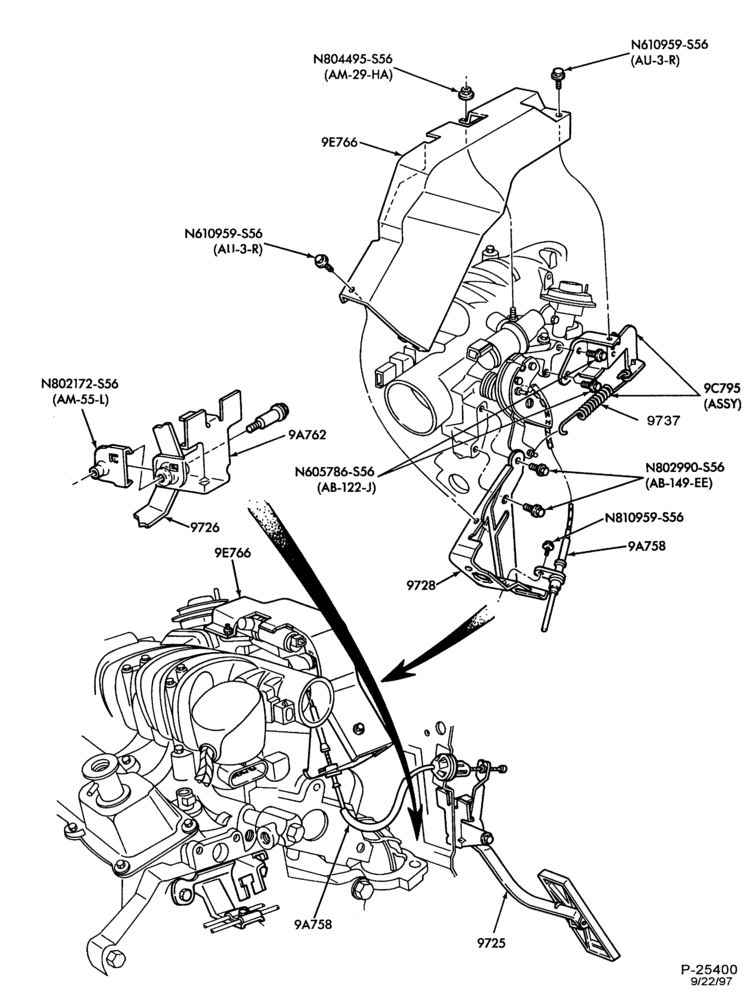 97 - 6 CYL. 3.0L-Accelerator linkage - M/T