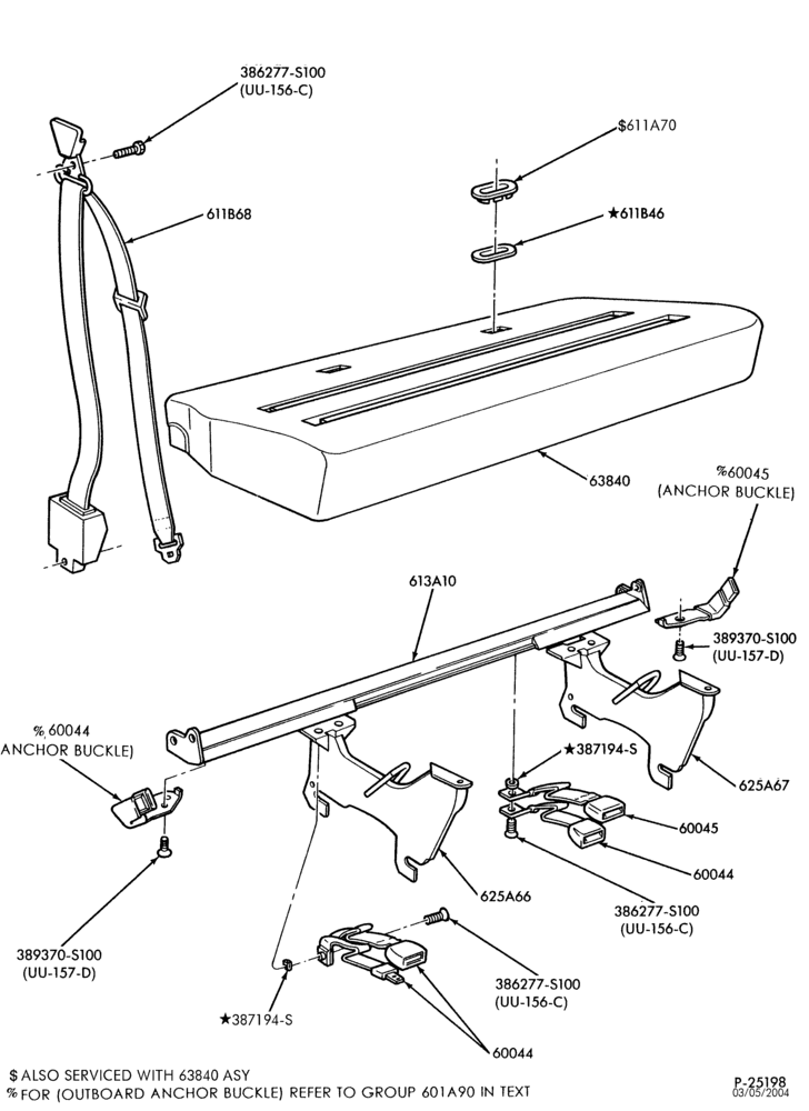 SEATS AND SEAT BELTS-Seat belts & shoulder harness - rear bench/bed seat-E150/450