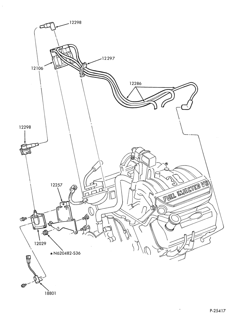 120.1 - ALTERNATOR, INSTRUMENT CLUSTER, BATTERY-Ignition wiring - 6 cyl. 3.8L