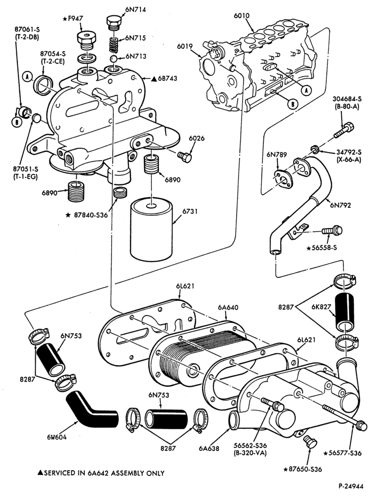 6 CYL. 6.6L & 7.8L DIESEL-OIL COOLER & FILTER - w/dual filters""From 10/90''-F-FT600/900