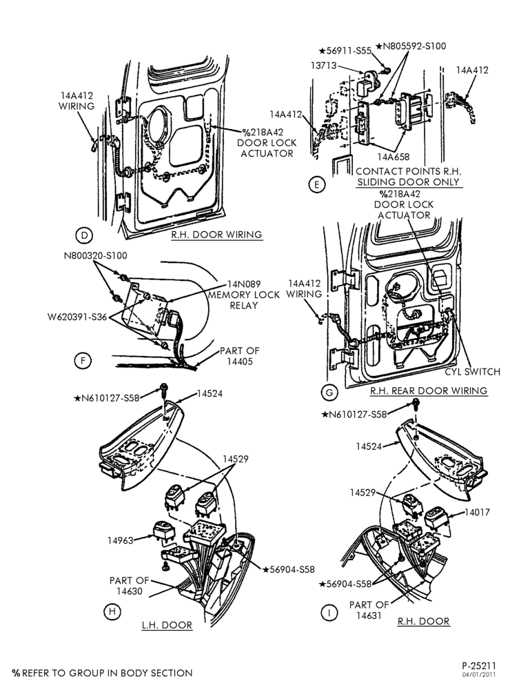 ELECTRICAL SYSTEMS-Wiring system - power door locks, windows & controls - Page B-E150/450