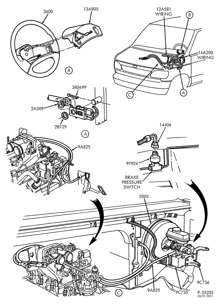 97.1 - 8 CYL. 7.5L-Speed control & related parts - passenger & engine compartment