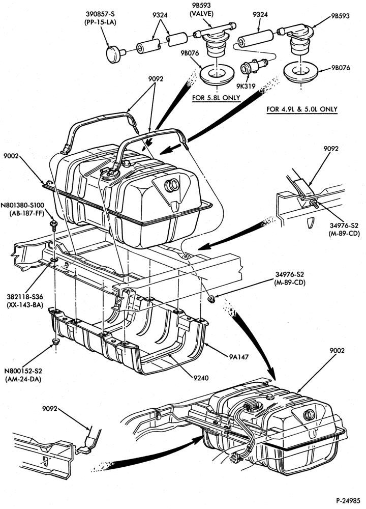 90 - 6 CYL. 4.0L-Fuel tank & related parts