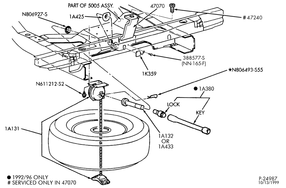 SPARE WHEEL CARRIERS-Spare wheel stowage - winch system-E150/550