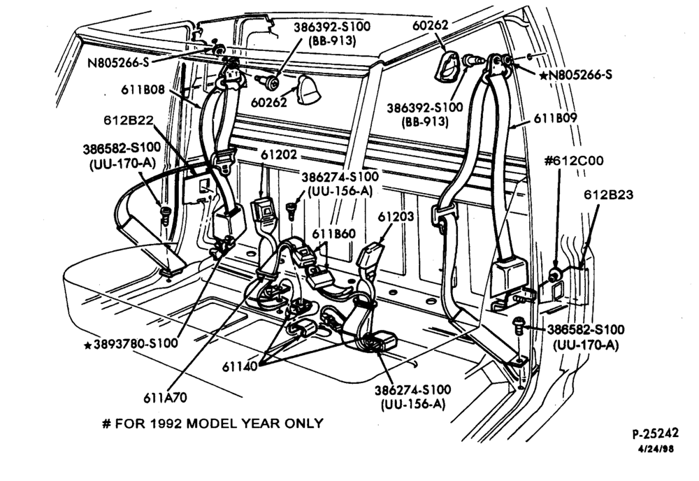 620 - SEATS AND SEAT BELTS-Seat belt & shoulder harness - front seat - bench