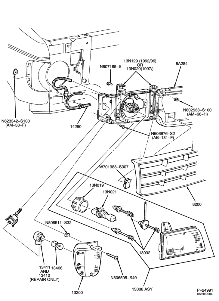 LAMPS-Headlamp, parking lamp, marker lamps & related parts -headlamp - High series-E150/350,E(Super Duty)